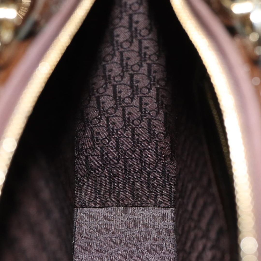 CHRISTIAN Top quality Dior Lady Top quality Dior Canage Hand Bag Patent leather Brown Auth 81759