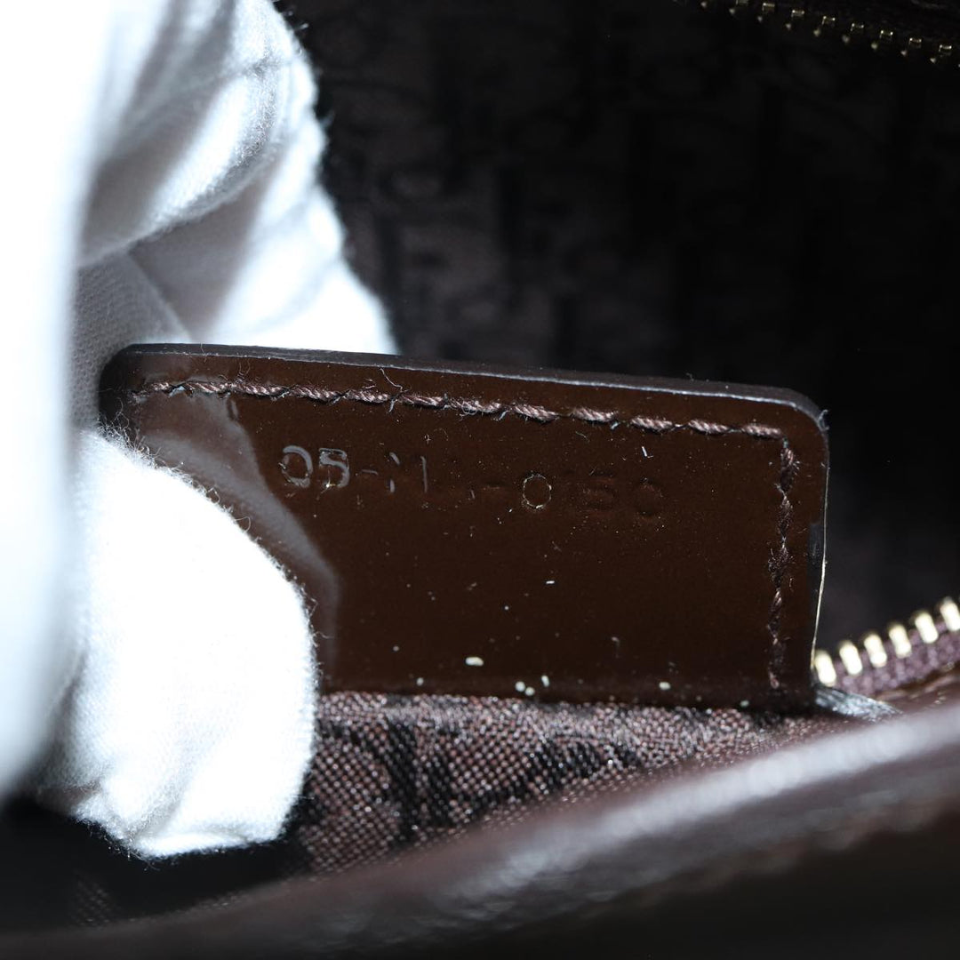 CHRISTIAN Top quality Dior Lady Top quality Dior Canage Hand Bag Patent leather Brown Auth 81759