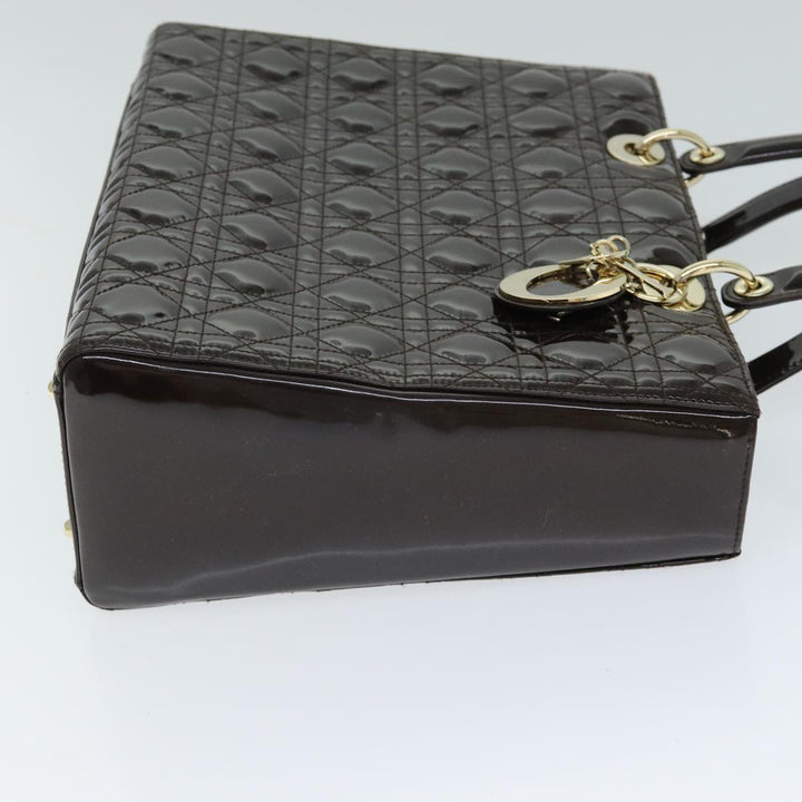 CHRISTIAN Top quality Dior Lady Top quality Dior Canage Hand Bag Patent leather Brown Auth 81759