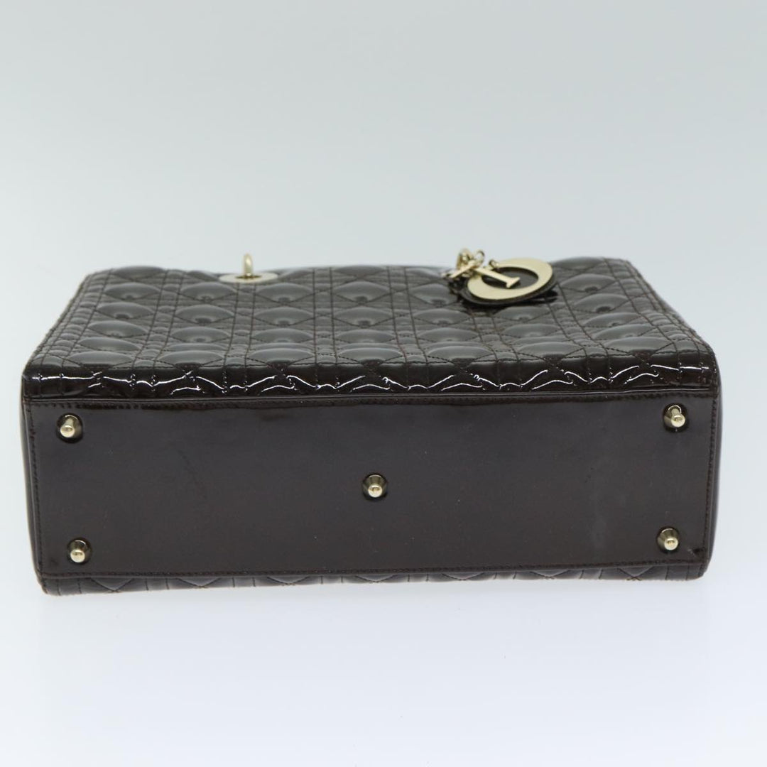CHRISTIAN Top quality Dior Lady Top quality Dior Canage Hand Bag Patent leather Brown Auth 81759