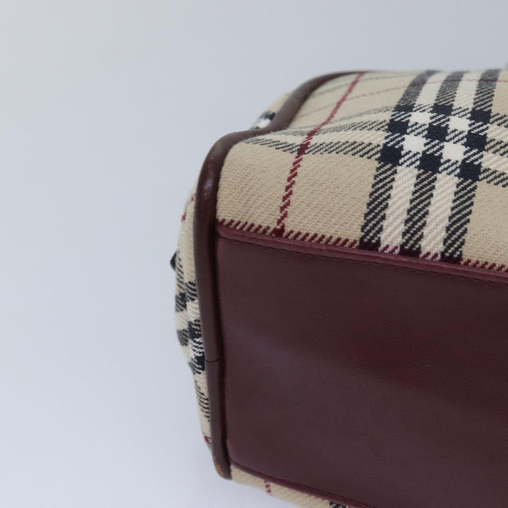 Burberry Nova Check Hand Bag Canvas Beige Auth 81791