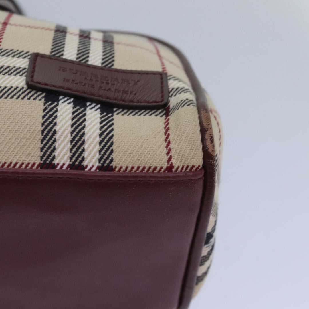 Burberry Nova Check Hand Bag Canvas Beige Auth 81791