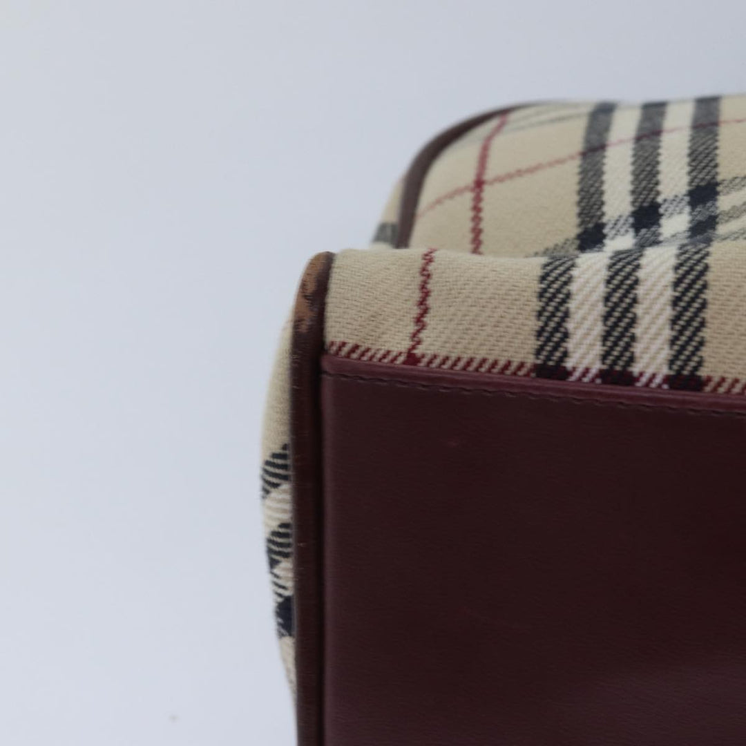 Burberry Nova Check Hand Bag Canvas Beige Auth 81791