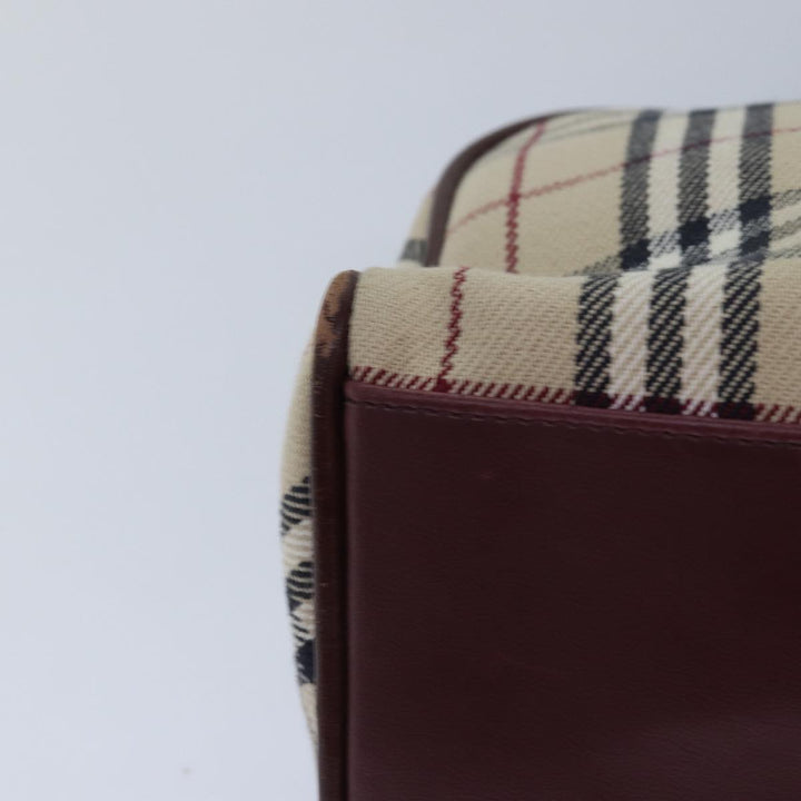 Burberry Nova Check Hand Bag Canvas Beige Auth 81791