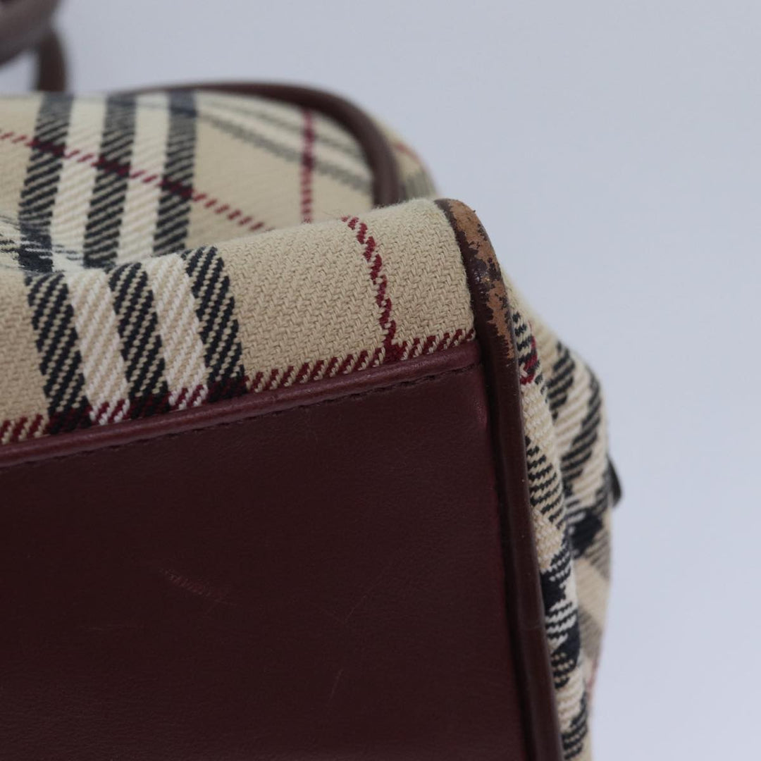 Burberry Nova Check Hand Bag Canvas Beige Auth 81791