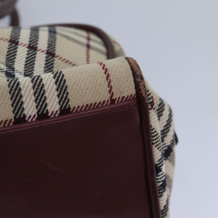 Burberry Nova Check Hand Bag Canvas Beige Auth 81791