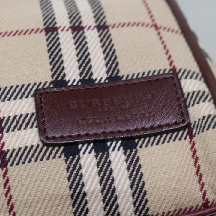 Burberry Nova Check Hand Bag Canvas Beige Auth 81791