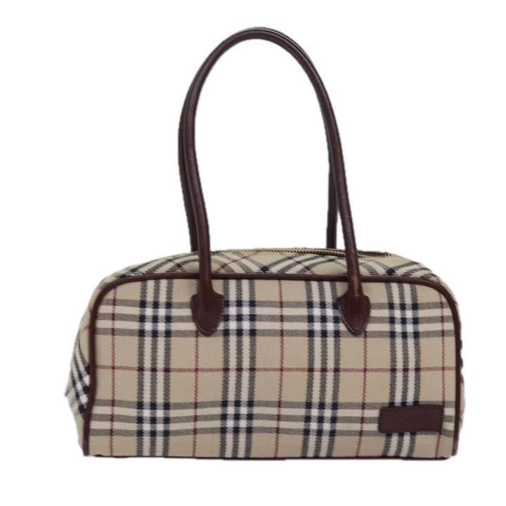 Burberry Nova Check Hand Bag Canvas Beige Auth 81791