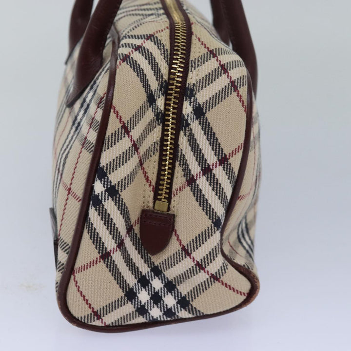 Burberry Nova Check Hand Bag Canvas Beige Auth 81791