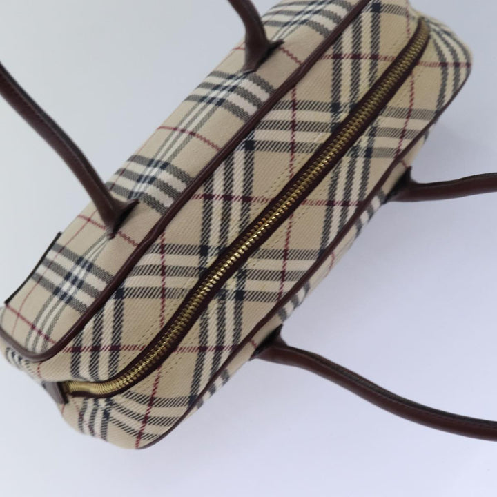 Burberry Nova Check Hand Bag Canvas Beige Auth 81791