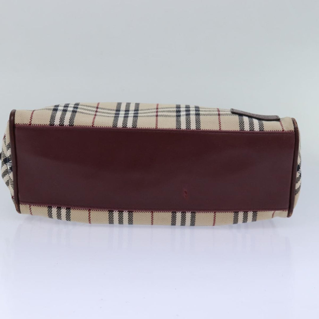 Burberry Nova Check Hand Bag Canvas Beige Auth 81791