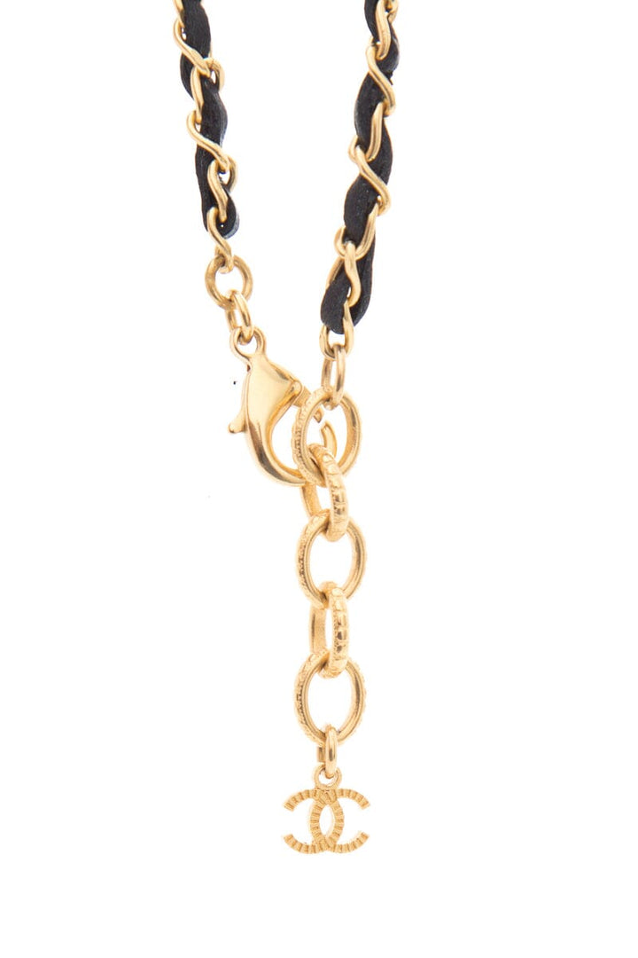 Top Quality Chanel Gold Perfume Bottle Leather Chain Necklace