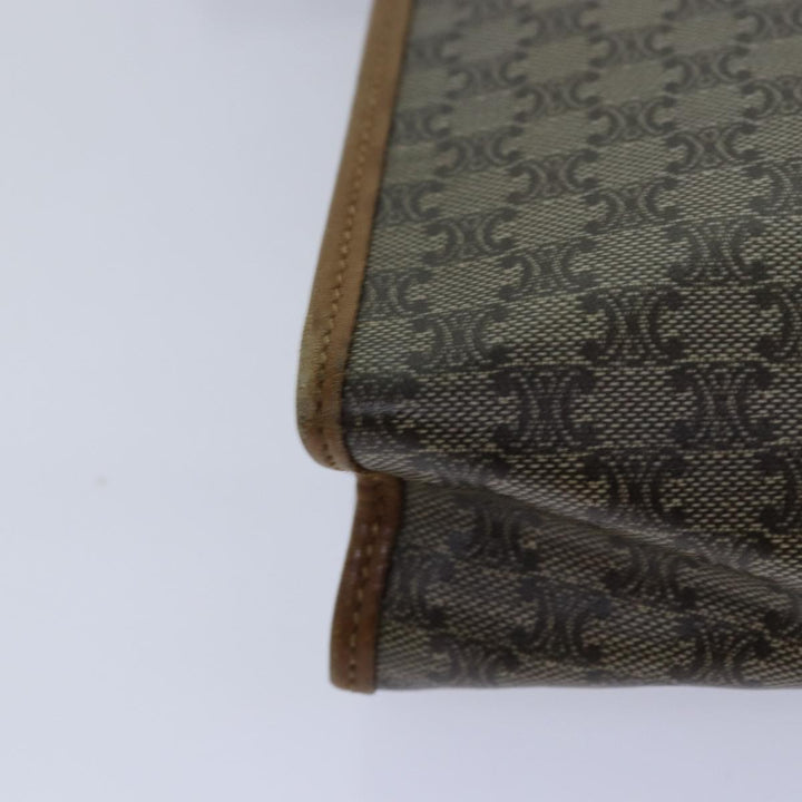 Celine Macadam Canvas Clutch Bag PVC Leather Beige Auth 81817