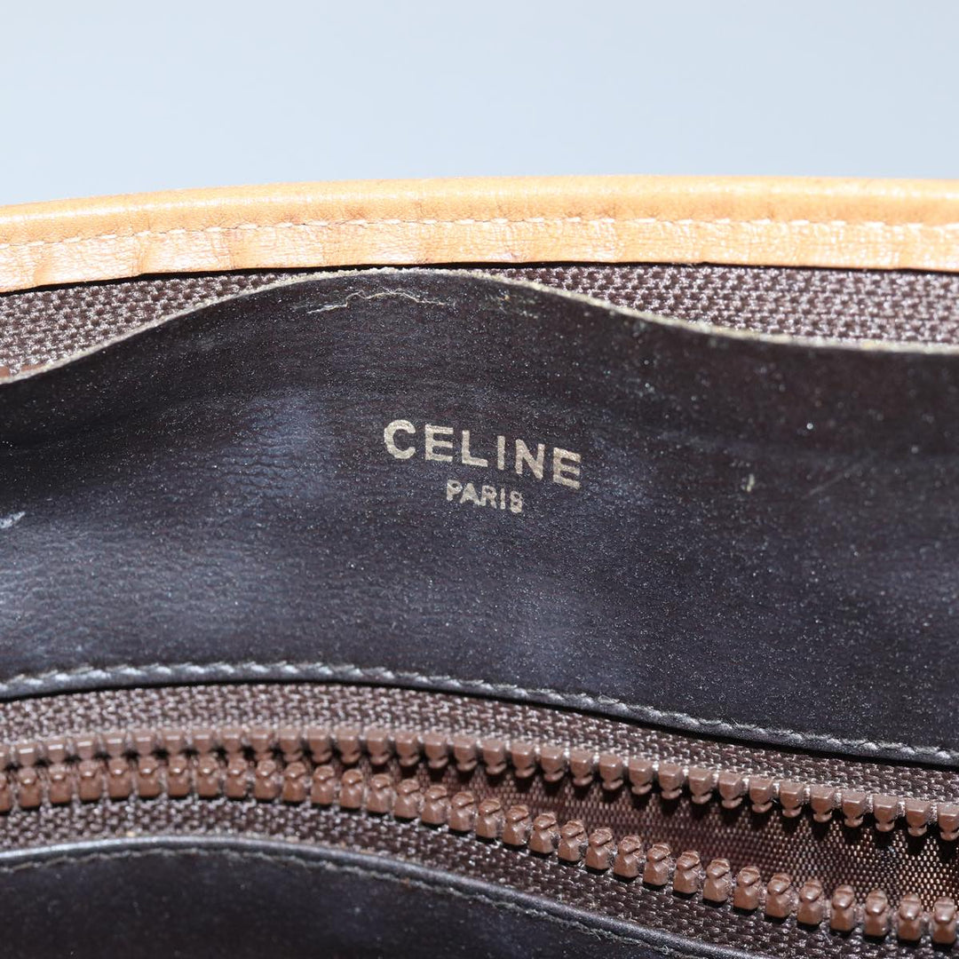 Celine Macadam Canvas Clutch Bag PVC Leather Beige Auth 81817