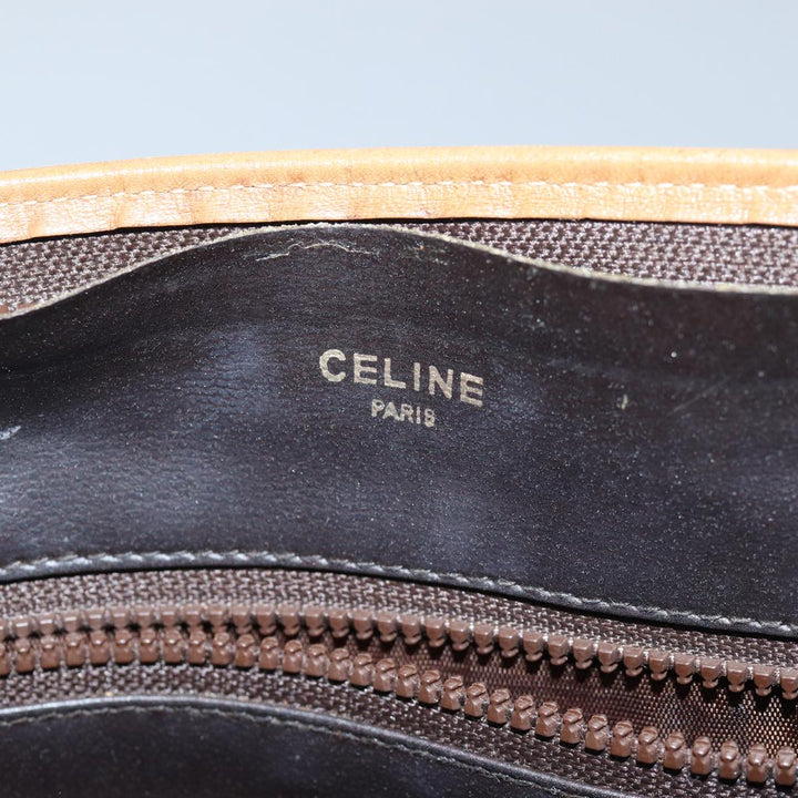 Celine Macadam Canvas Clutch Bag PVC Leather Beige Auth 81817