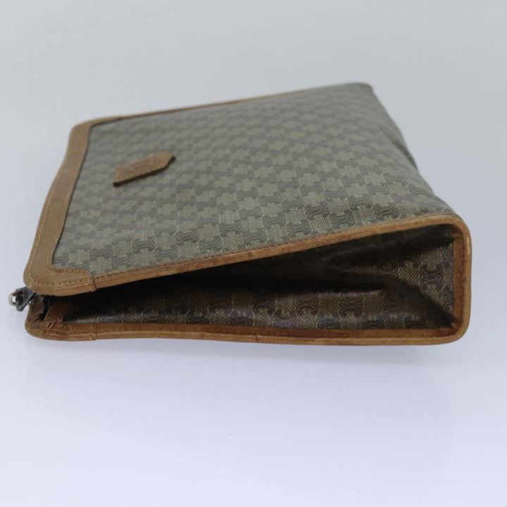 Celine Macadam Canvas Clutch Bag PVC Leather Beige Auth 81817
