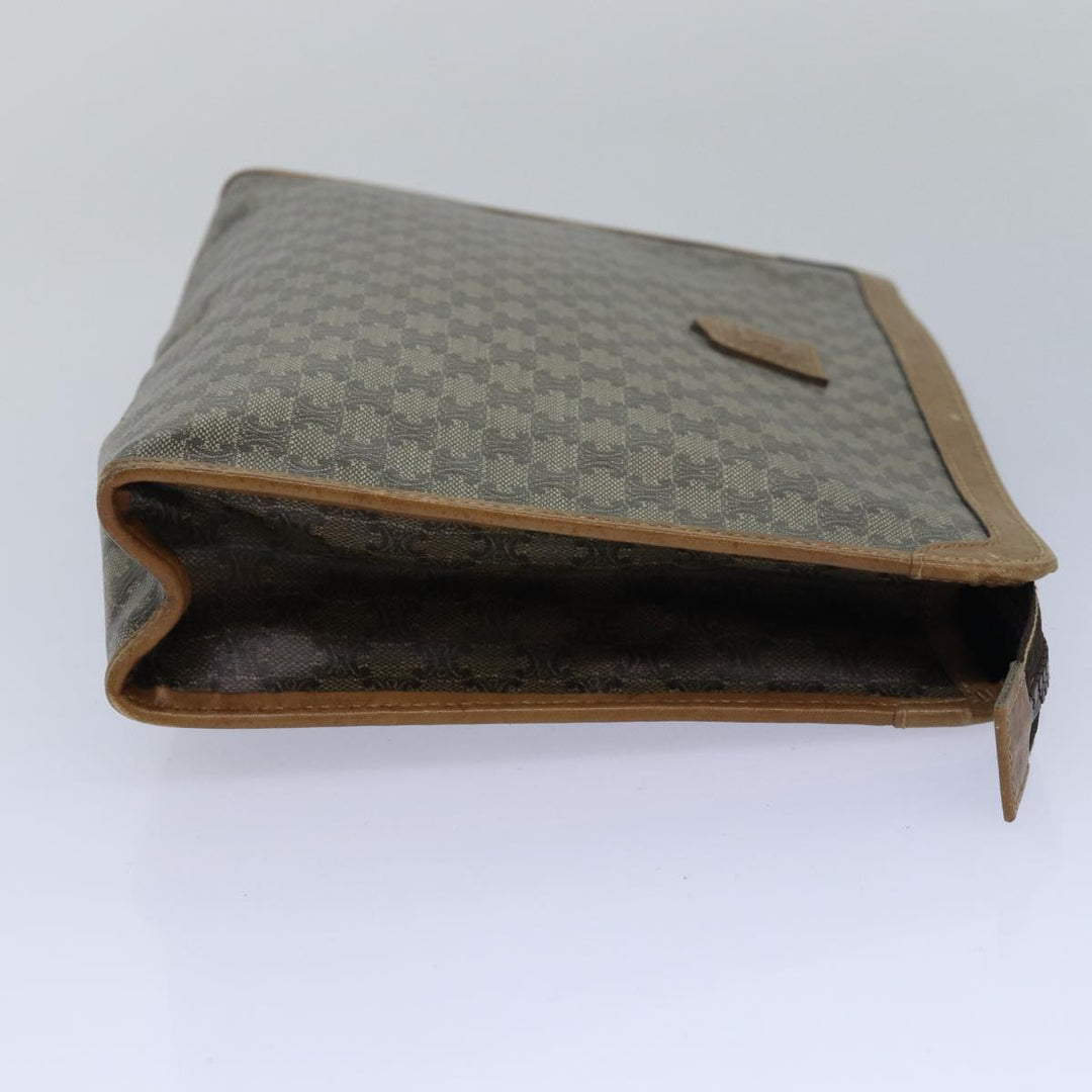 Celine Macadam Canvas Clutch Bag PVC Leather Beige Auth 81817