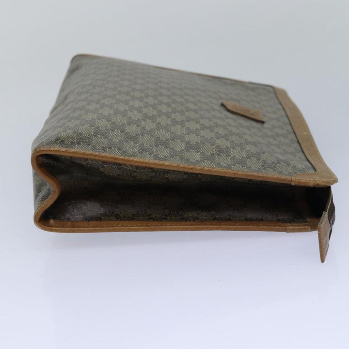Celine Macadam Canvas Clutch Bag PVC Leather Beige Auth 81817