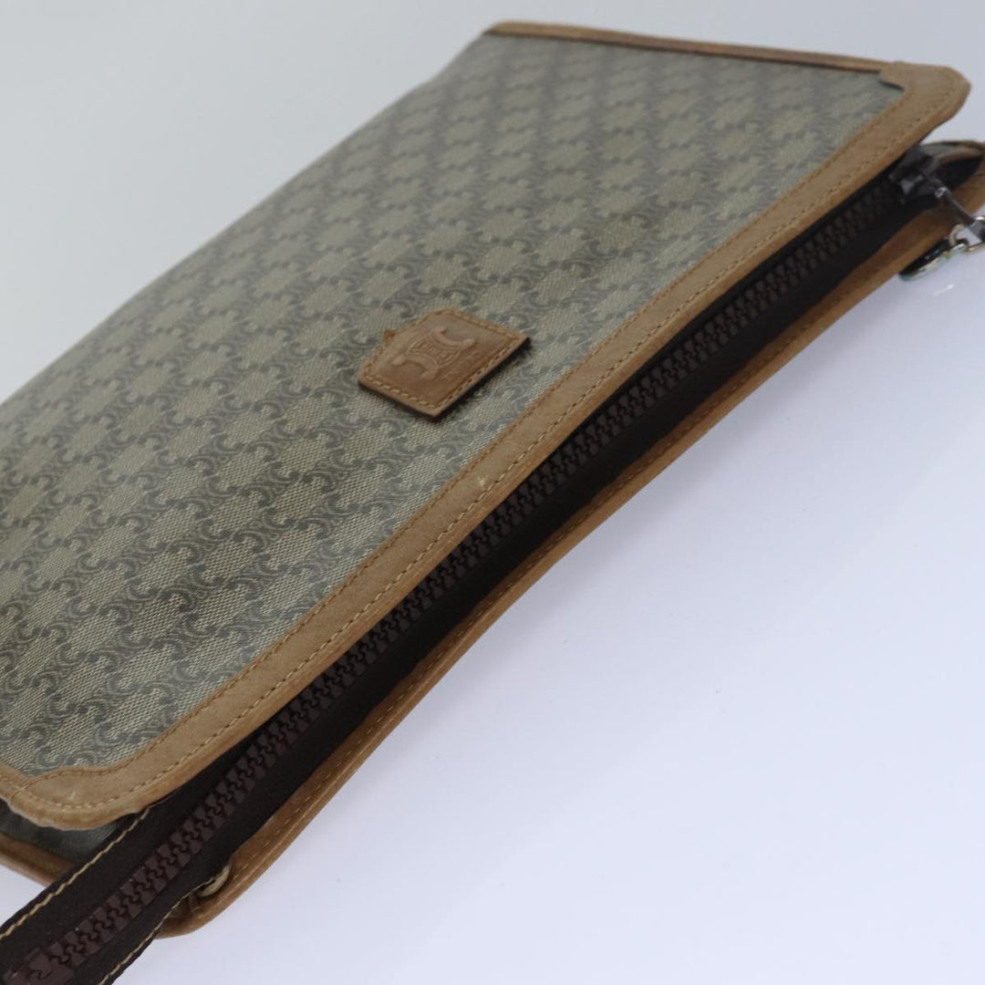 Celine Macadam Canvas Clutch Bag PVC Leather Beige Auth 81817