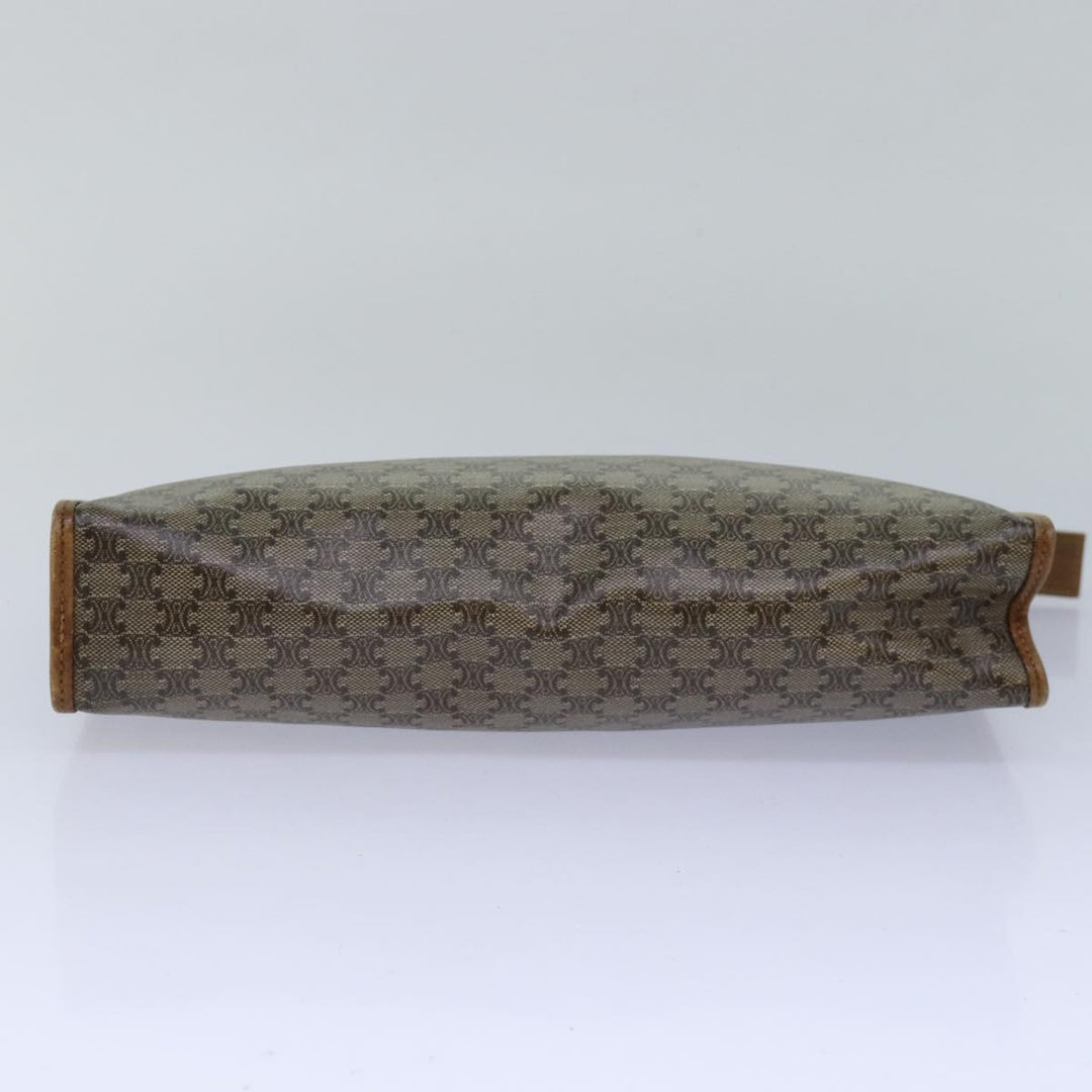 Celine Macadam Canvas Clutch Bag PVC Leather Beige Auth 81817