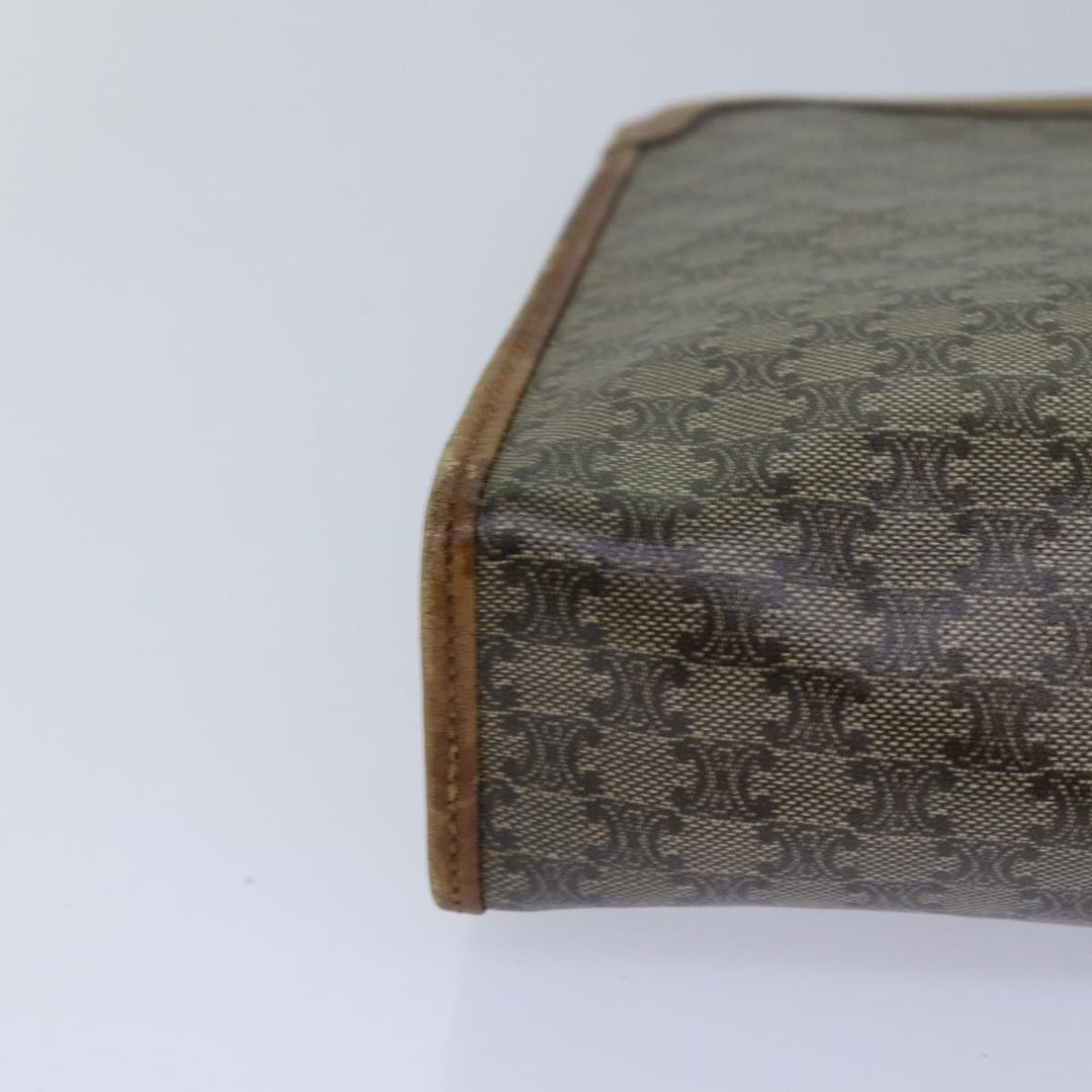 Celine Macadam Canvas Clutch Bag PVC Leather Beige Auth 81817