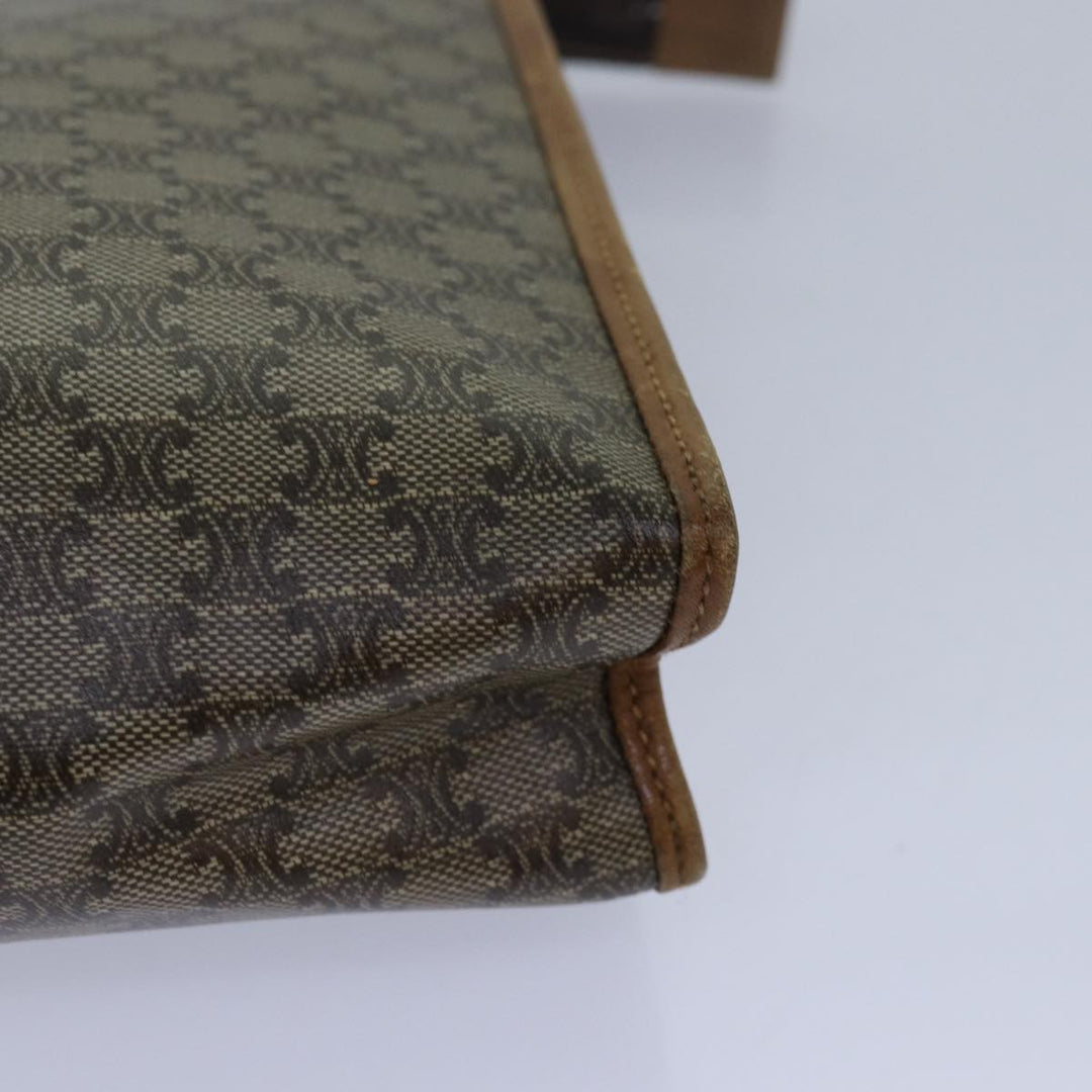 Celine Macadam Canvas Clutch Bag PVC Leather Beige Auth 81817