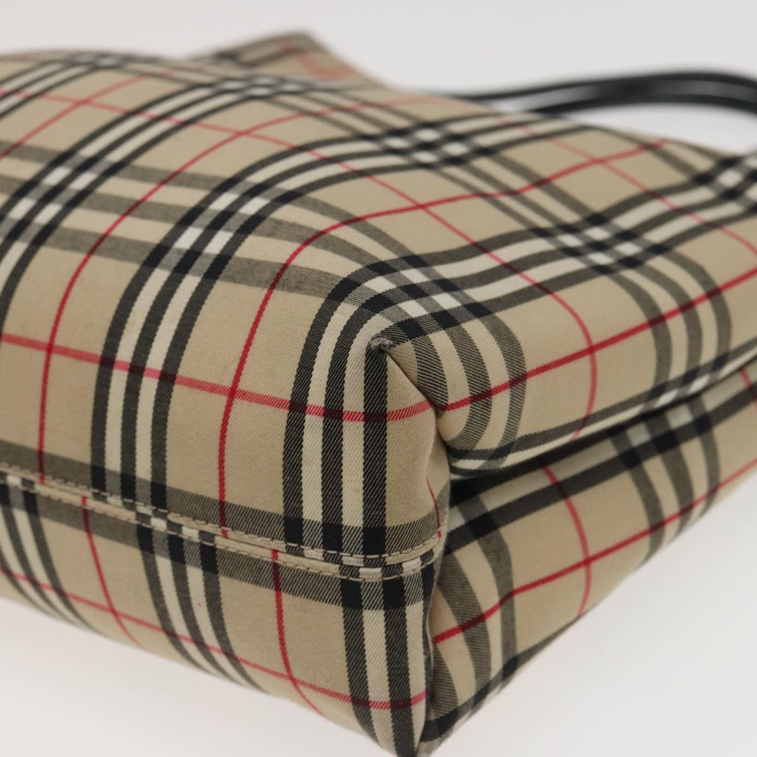 Burberry Nova Check Hand Bag Canvas Beige Auth 81820