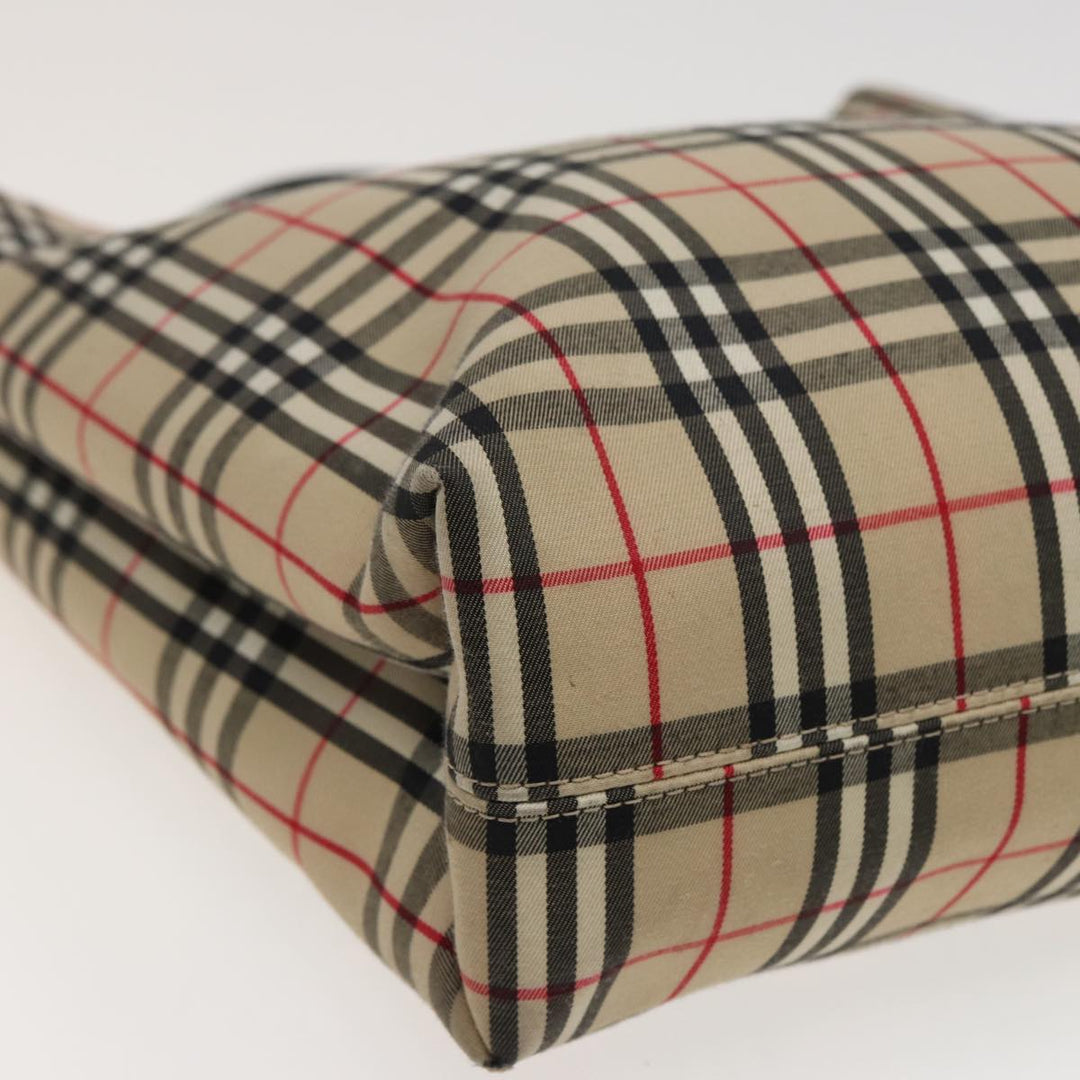 Burberry Nova Check Hand Bag Canvas Beige Auth 81820