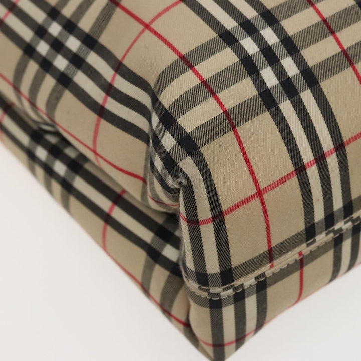 Burberry Nova Check Hand Bag Canvas Beige Auth 81820