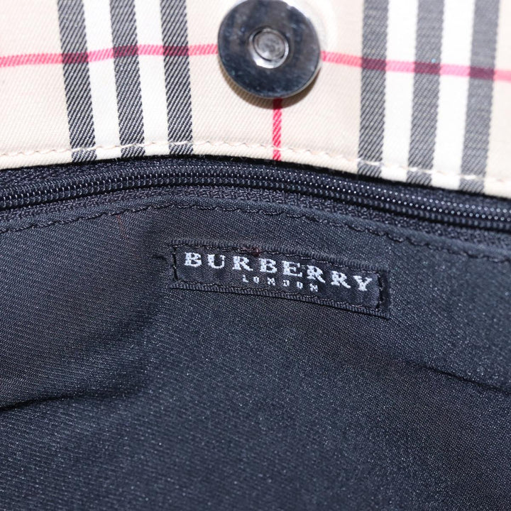 Burberry Nova Check Hand Bag Canvas Beige Auth 81820