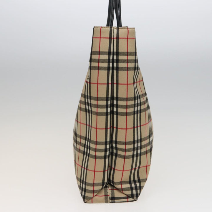 Burberry Nova Check Hand Bag Canvas Beige Auth 81820