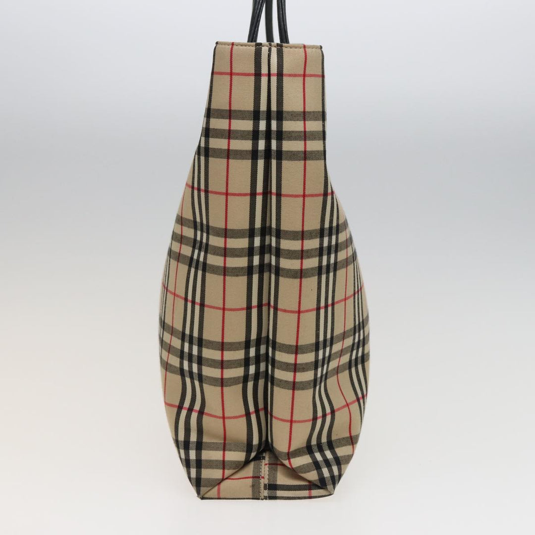 Burberry Nova Check Hand Bag Canvas Beige Auth 81820
