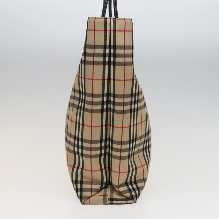 Burberry Nova Check Hand Bag Canvas Beige Auth 81820