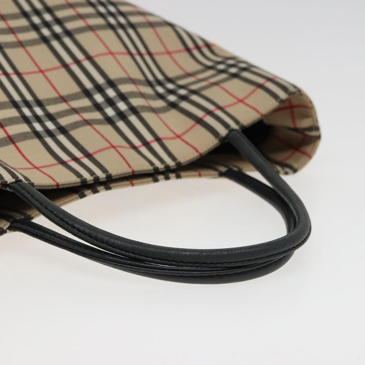Burberry Nova Check Hand Bag Canvas Beige Auth 81820