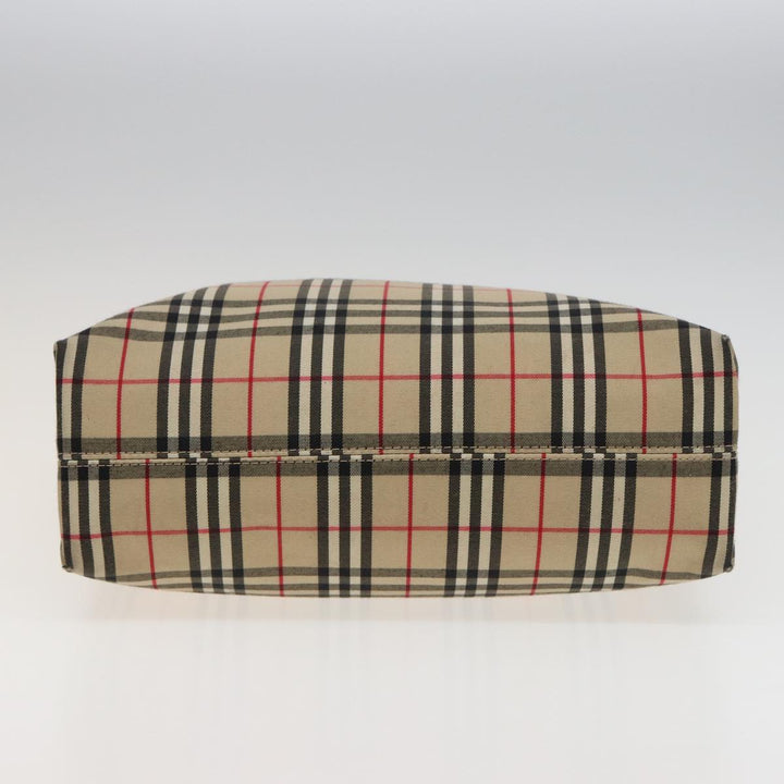 Burberry Nova Check Hand Bag Canvas Beige Auth 81820