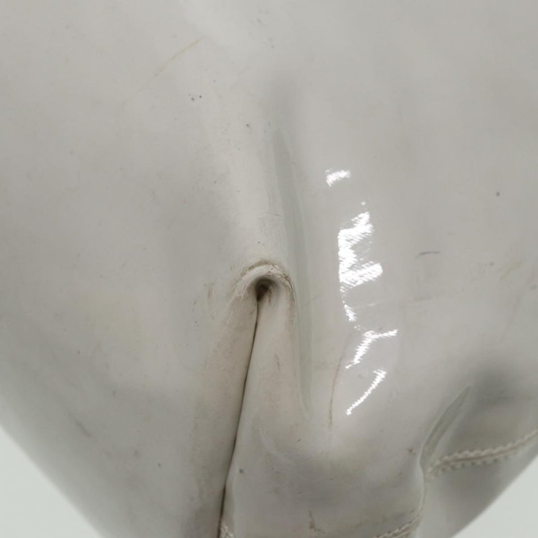 Celine Circle Hand Bag Enamel White Auth 81830