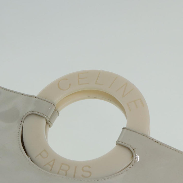 Celine Circle Hand Bag Enamel White Auth 81830