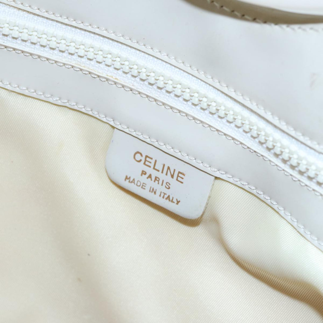 Celine Circle Hand Bag Enamel White Auth 81830