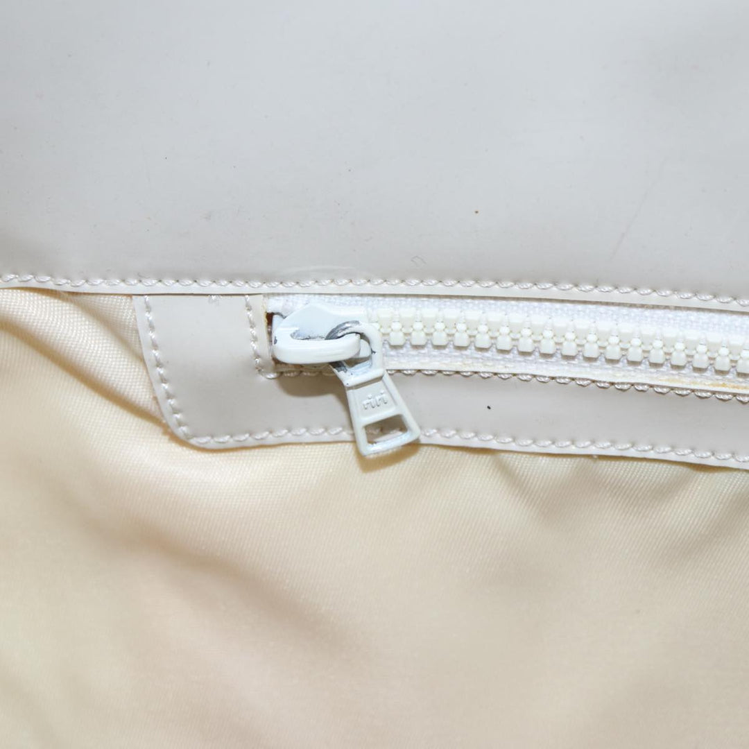 Celine Circle Hand Bag Enamel White Auth 81830