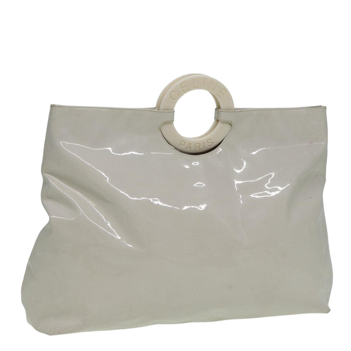 Celine Circle Hand Bag Enamel White Auth 81830