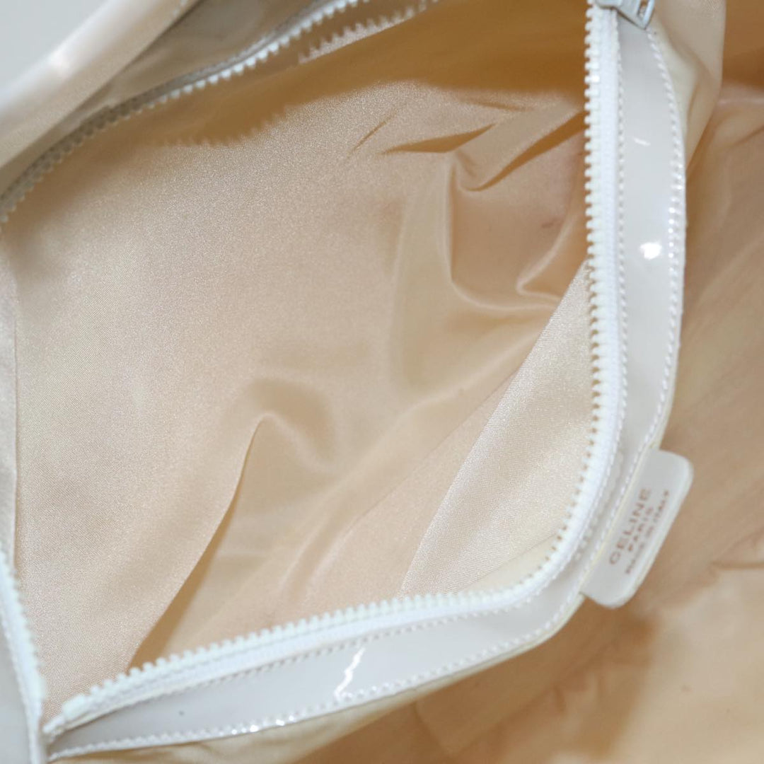 Celine Circle Hand Bag Enamel White Auth 81830