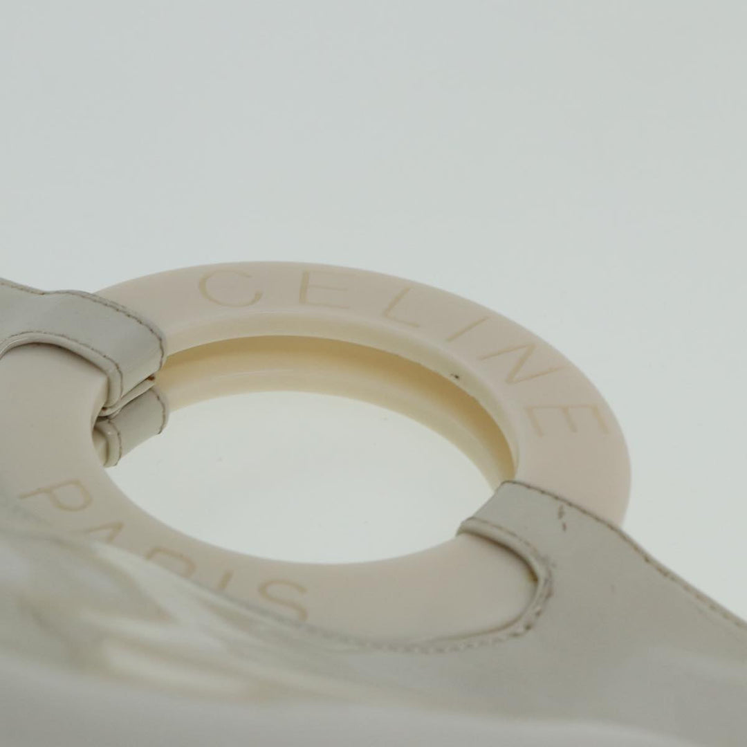 Celine Circle Hand Bag Enamel White Auth 81830