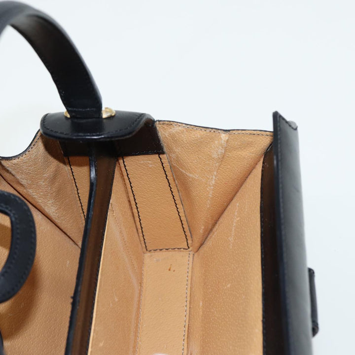 Celine Hand Bag Leather Black  81877