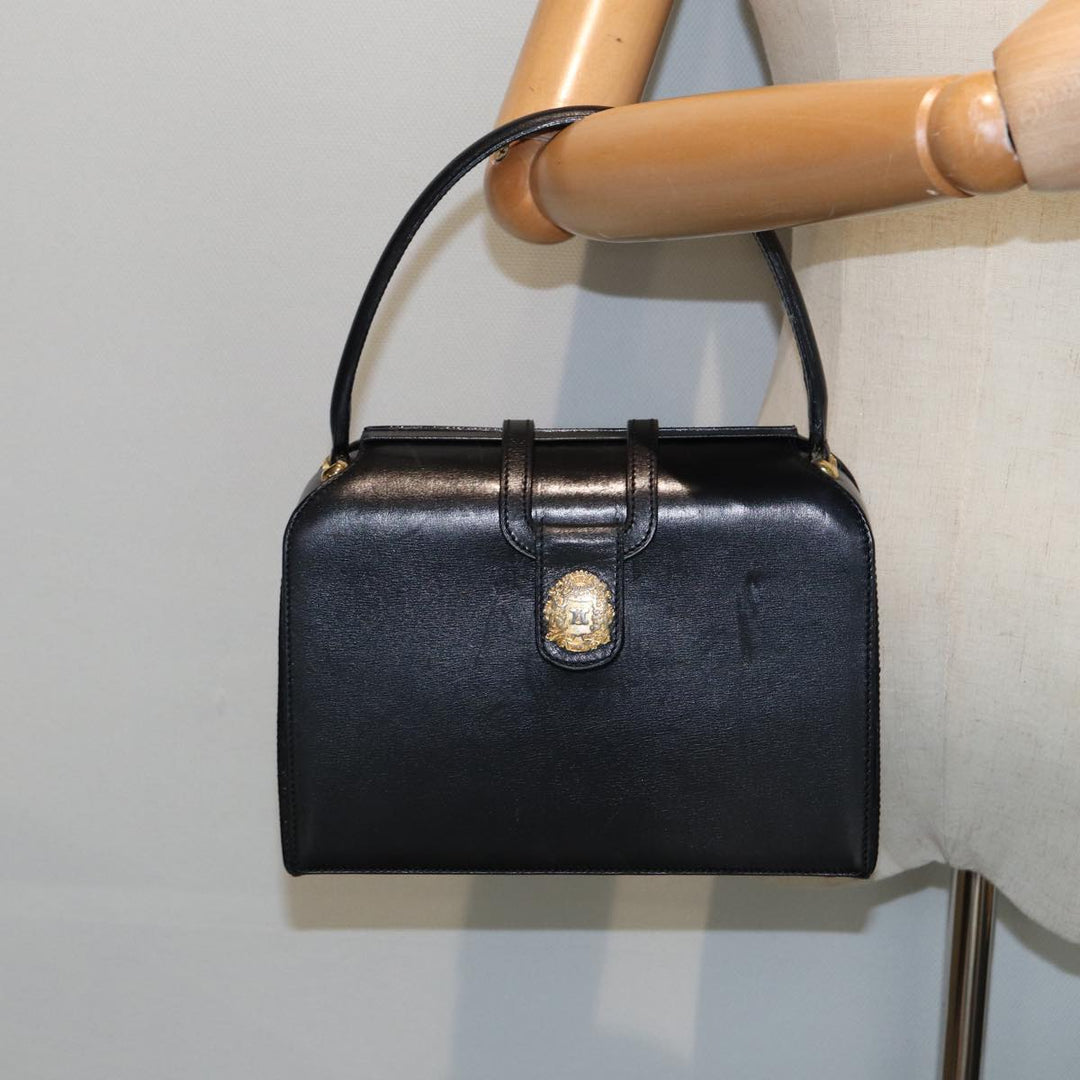 Celine Hand Bag Leather Black  81877