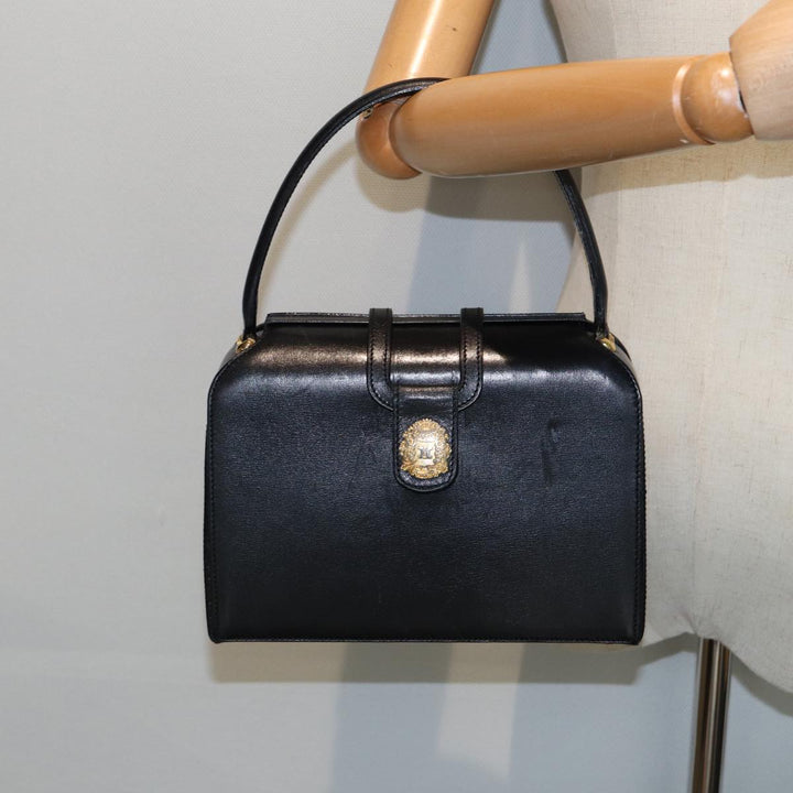Celine Hand Bag Leather Black  81877
