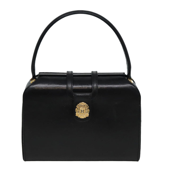 Celine Hand Bag Leather Black  81877
