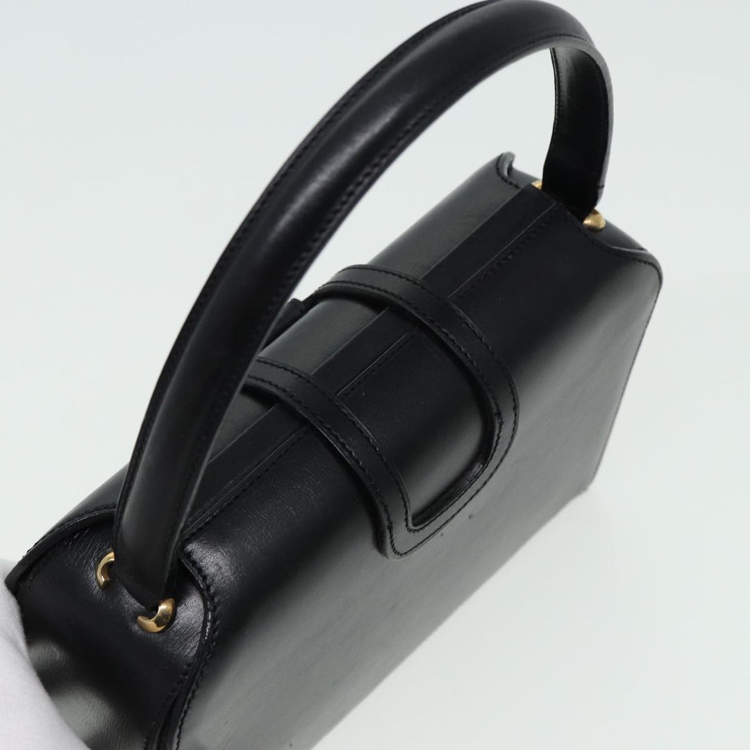 Celine Hand Bag Leather Black  81877