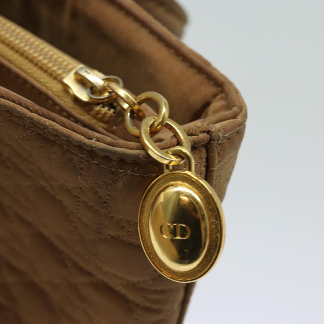 CHRISTIAN Dior Lady Dior Canage Hand Bag Nylon Brown Auth 81880