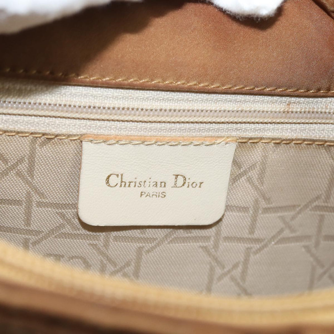 CHRISTIAN Dior Lady Dior Canage Hand Bag Nylon Brown Auth 81880