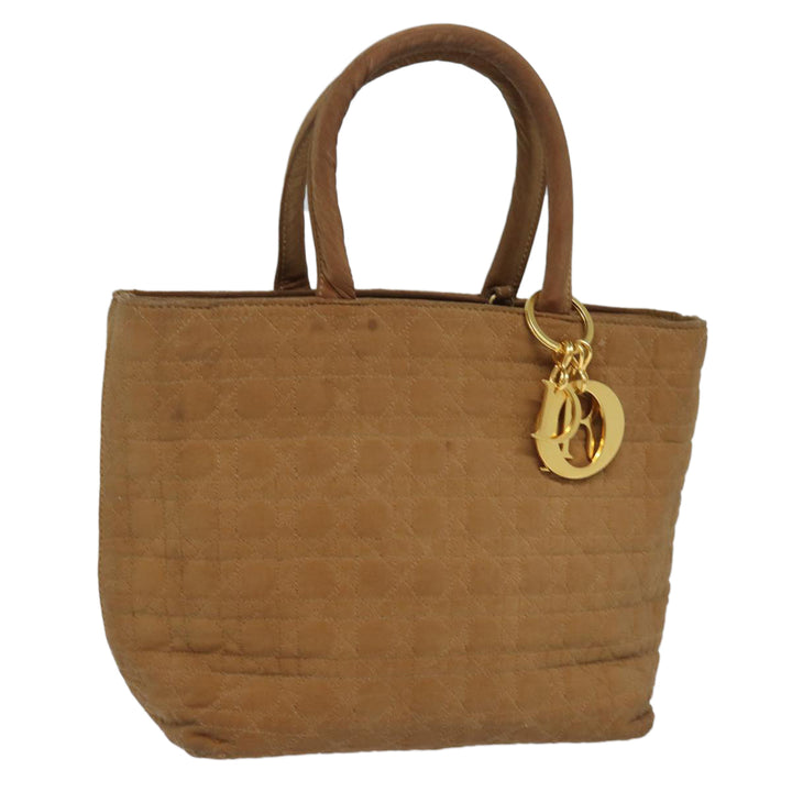 CHRISTIAN Dior Lady Dior Canage Hand Bag Nylon Brown Auth 81880